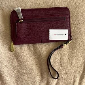 Liz Claiborne Burgundy Wristlet Clutch